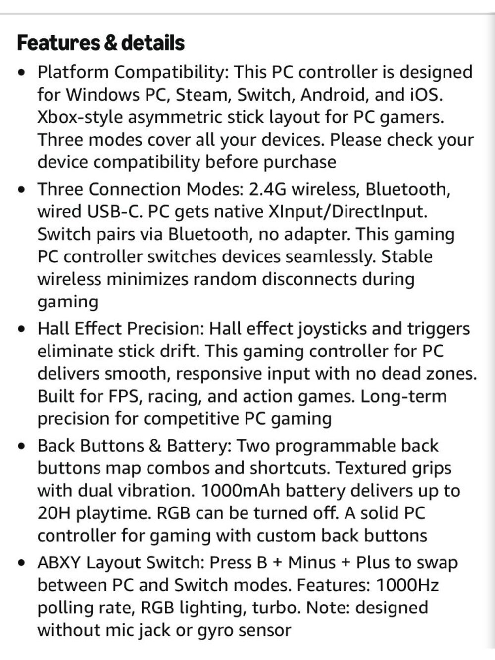 EasySMX X15 Wireless/Bluetooth Gaming Controller PC/Switch/Android/iOS/Steam RGB - Picture 6 of 11